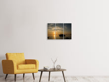 Laden Sie das Bild in den Galerie-Viewer, Leinwandbild 3-teilig Liebe den Sonnenuntergang am Meer