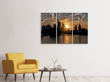 Laden Sie das Bild in den Galerie-Viewer, Leinwandbild 3-teilig Sonnenuntergang an der Skyline