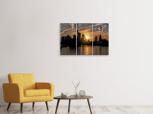 Laden Sie das Bild in den Galerie-Viewer, Leinwandbild 3-teilig Sonnenuntergang an der Skyline