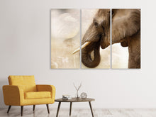 Laden Sie das Bild in den Galerie-Viewer, Leinwandbild 3-teilig Portrait eines Elefant
