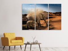 Laden Sie das Bild in den Galerie-Viewer, Leinwandbild 3-teilig Elefanten in der Wüste