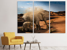 Laden Sie das Bild in den Galerie-Viewer, Leinwandbild 3-teilig Elefanten in der Wüste