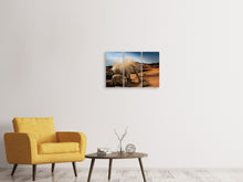 Laden Sie das Bild in den Galerie-Viewer, Leinwandbild 3-teilig Elefanten in der Wüste