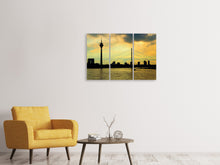 Laden Sie das Bild in den Galerie-Viewer, Leinwandbild 3-teilig Skyline im Abendlicht