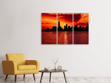 Laden Sie das Bild in den Galerie-Viewer, Leinwandbild 3-teilig Skyline NYC in der Abenddämmerung