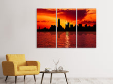 Laden Sie das Bild in den Galerie-Viewer, Leinwandbild 3-teilig Skyline NYC in der Abenddämmerung