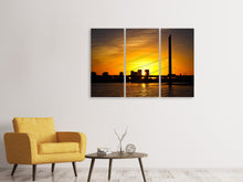 Laden Sie das Bild in den Galerie-Viewer, Leinwandbild 3-teilig Skyline Düsseldorf bei Sonnenuntergang