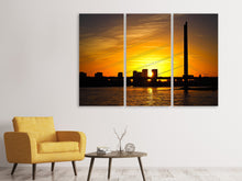 Laden Sie das Bild in den Galerie-Viewer, Leinwandbild 3-teilig Skyline Düsseldorf bei Sonnenuntergang