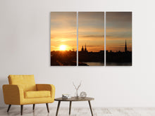 Laden Sie das Bild in den Galerie-Viewer, Leinwandbild 3-teilig Stadt im Abendlicht