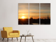 Laden Sie das Bild in den Galerie-Viewer, Leinwandbild 3-teilig Stadt im Abendlicht