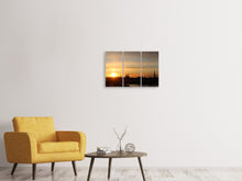 Laden Sie das Bild in den Galerie-Viewer, Leinwandbild 3-teilig Stadt im Abendlicht