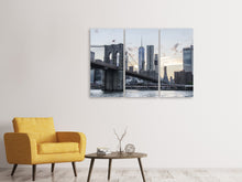 Laden Sie das Bild in den Galerie-Viewer, Leinwandbild 3-teilig Die Brooklyn Bridge am Abend