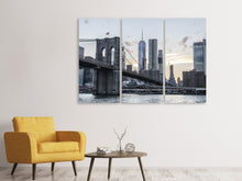 Laden Sie das Bild in den Galerie-Viewer, Leinwandbild 3-teilig Die Brooklyn Bridge am Abend