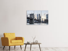 Laden Sie das Bild in den Galerie-Viewer, Leinwandbild 3-teilig Die Brooklyn Bridge am Abend
