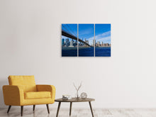 Laden Sie das Bild in den Galerie-Viewer, Leinwandbild 3-teilig Brooklyn Brücke bei Sonnenschein