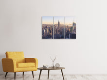 Laden Sie das Bild in den Galerie-Viewer, Leinwandbild 3-teilig New York bei Sonnenaufgang