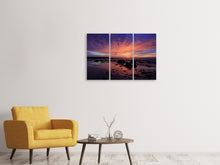 Laden Sie das Bild in den Galerie-Viewer, Leinwandbild 3-teilig Farbenprächtiger Sonnenuntergang