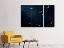 Laden Sie das Bild in den Galerie-Viewer, Leinwandbild 3-teilig Fische im Teich