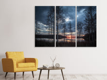 Laden Sie das Bild in den Galerie-Viewer, Leinwandbild 3-teilig Bäume am See