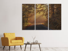 Laden Sie das Bild in den Galerie-Viewer, Leinwandbild 3-teilig Sonnenstrahlen im Wald