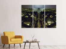 Laden Sie das Bild in den Galerie-Viewer, Leinwandbild 3-teilig Imposante Architektur in der Nacht