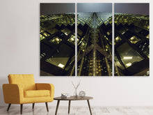 Laden Sie das Bild in den Galerie-Viewer, Leinwandbild 3-teilig Imposante Architektur in der Nacht