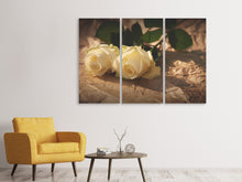 Laden Sie das Bild in den Galerie-Viewer, Leinwandbild 3-teilig Die Reinheit der Rosen
