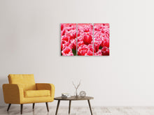 Laden Sie das Bild in den Galerie-Viewer, Leinwandbild 3-teilig Fröhliches Tulpenfeld