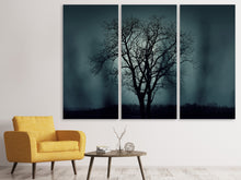 Laden Sie das Bild in den Galerie-Viewer, Leinwandbild 3-teilig Der Baum in Dunkelheit