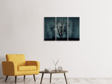 Laden Sie das Bild in den Galerie-Viewer, Leinwandbild 3-teilig Der Baum in Dunkelheit