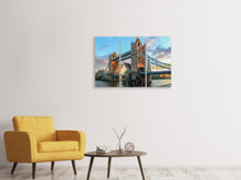 Laden Sie das Bild in den Galerie-Viewer, Leinwandbild 3-teilig Tower Bridge in der Abenddämmerung