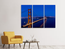 Laden Sie das Bild in den Galerie-Viewer, Leinwandbild 3-teilig Golden Gate bei Nacht