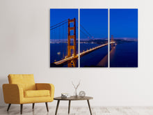 Laden Sie das Bild in den Galerie-Viewer, Leinwandbild 3-teilig Golden Gate bei Nacht