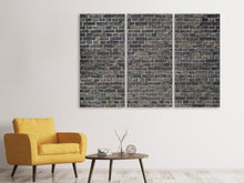 Laden Sie das Bild in den Galerie-Viewer, Leinwandbild 3-teilig Dunkle Klinker Steine