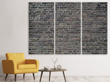 Laden Sie das Bild in den Galerie-Viewer, Leinwandbild 3-teilig Dunkle Klinker Steine