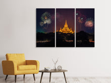 Laden Sie das Bild in den Galerie-Viewer, Leinwandbild 3-teilig Feuerwerk am Tempel