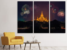 Laden Sie das Bild in den Galerie-Viewer, Leinwandbild 3-teilig Feuerwerk am Tempel