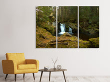 Laden Sie das Bild in den Galerie-Viewer, Leinwandbild 3-teilig Kleiner Wasserfall im Wald