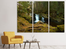 Laden Sie das Bild in den Galerie-Viewer, Leinwandbild 3-teilig Kleiner Wasserfall im Wald