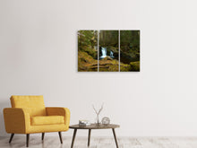 Laden Sie das Bild in den Galerie-Viewer, Leinwandbild 3-teilig Kleiner Wasserfall im Wald