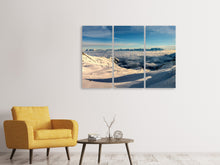 Laden Sie das Bild in den Galerie-Viewer, Leinwandbild 3-teilig Über den Wolken im Schnee
