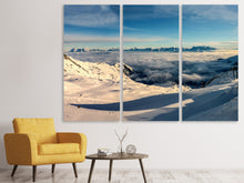 Laden Sie das Bild in den Galerie-Viewer, Leinwandbild 3-teilig Über den Wolken im Schnee