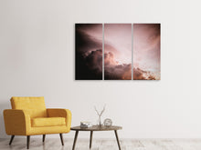 Laden Sie das Bild in den Galerie-Viewer, Leinwandbild 3-teilig Rosa Wolken
