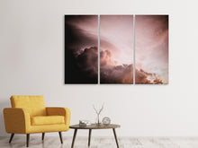 Laden Sie das Bild in den Galerie-Viewer, Leinwandbild 3-teilig Rosa Wolken