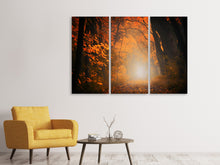 Laden Sie das Bild in den Galerie-Viewer, Leinwandbild 3-teilig Herbstlicht im Wald