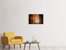 Laden Sie das Bild in den Galerie-Viewer, Leinwandbild 3-teilig Herbstlicht im Wald