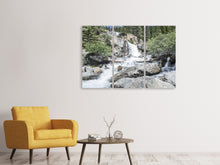Laden Sie das Bild in den Galerie-Viewer, Leinwandbild 3-teilig Wilder Wasserfall im Wald