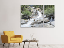 Laden Sie das Bild in den Galerie-Viewer, Leinwandbild 3-teilig Wilder Wasserfall im Wald