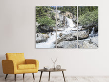 Laden Sie das Bild in den Galerie-Viewer, Leinwandbild 3-teilig Wilder Wasserfall im Wald