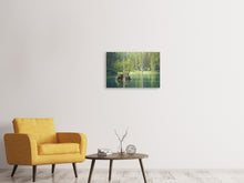 Laden Sie das Bild in den Galerie-Viewer, Leinwandbild 3-teilig Der Teich im Wald